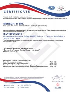 Certificato ISO 45001