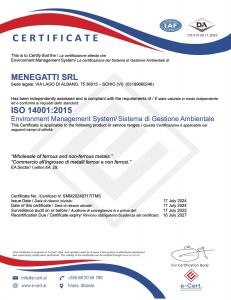 Certificato ISO 14001